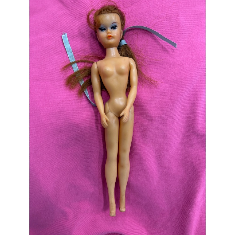 Vintage 1960s Style Fashion Doll Auburn Hair Blue Eyeshadow